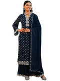 Libas Womens Printed Georgette Straight Kurta With Palazzos And Dupatta