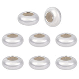BENECREAT 8pcs Stopper Beads 925 Sterling Silver Spacer Bead 6mm Clip Stopper Charms Rondelle Bead with Silica Gel for DIY Brace