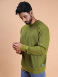 Colors Waffle Texture Full Sleeve T-Shirt For Men - 100% Cotton Ribbed Crew Neck Breathable Fabric Enhanced Texture Super Stretchable Label-Free Comfort Anti-Fungal Dye. Pack Of 1,Seed GreenApparel,L