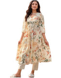 Anni Designer Women'S Rayon Viscose Printed Anarkali Kurta With Pant & Dupatta (Sudan Cream-Vks03_S_Cream_Small),Cream,S