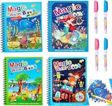 Toytonic 4Pack Water Magic Coloring Books with Refillable Pens NoMess Water Reveal Activity Book Set for Kids Reusable & T
