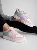 Shoetopia Women'S Block Heel Sneakers Pink,Pink,7,B0BT1XDC5R