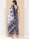 Anni Designer Women'S Rayon Blend Straight Printed Kurta With Pant & Dupatta (Ball-Purple-Nw_4Xl_Purple_Xxxx-Large),Purple,4XL,Rayon Blend,Regular,