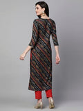 Anni Designer Women'S Cotton Blend Straight Printed Kurta With Pant Set (Rathi Blue-Nw_Xxl_Blue_Xx-Large),Blue,2XL,Cotton Blend,Regular,Kurta