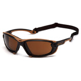 Carhartt Toccoa Safety Glasses, Black/Tan Frame, Sandstone Bronze H2MAX AntiFog Lens