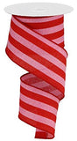 Craig Bachman 2.5 x 10 Yards Pink and Red Vertical Stripe Cross Royal Burlap Wired Ribbon, Valentine Theme Pattern Ribbon for Wr