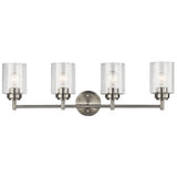 Kichler Winslow 30 Vanity Light in Brushed Nickel, 4-Light Transitional Bathroom Light with Clear Seeded Glass. (30 W x 9.25 H),