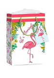 Pack of 10 Flamingo theme Birthday Return Gift Paper Bags|Made in India|Flamingo theme carry bag (14.2x10.2x5 inches)