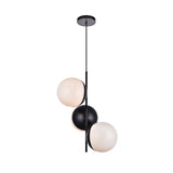 Living District Eclipse 3 Lights Black Pendant With Frosted White Glass