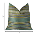 Plutus Brands Plutus Chic Stripe Aloe Handmade Throw Pillow, 20 X 30 Queen, Light Blue/Green/Cream