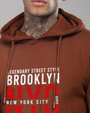ADRO Hoodie for Men 320 GSM Soft Cotton Hoodies Long Lasting Prints New York Hoodie for Winter | Mens Hoodies | Sweatshirt for Men|H24-NYC-BR-S,Downtown Brown