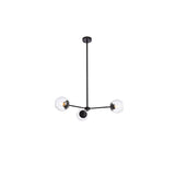Living District Briggs 3-Light Mid-Century Metal Pendant In Black And Clear
