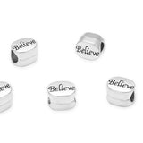 40pcs I Believe Large Hole Beads (4.5mm Hole) Antique Silver