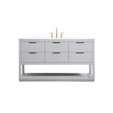 Elegant Decor Larkin 60 Solid Wood Mdf Single Bathroom Vanity In Gray Finish