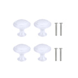 Lansonee 4 Piece Cabinet Door Knobs,Cupboard Drawer Door Knob for Kitchen Furniture Stainless Steel Cabinet Knob with Screws-Whi