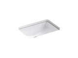 KOHLER 22140 Ladena Rectangular Undermount Bathroom Sink With Curved Bottom, 207/8 W X 143/8 L, White