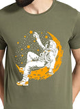 Adro Astronaut Graphic Design Mens Printed T-Shirts (Rnr-M-Moon-Ol_Olive_2Xl)