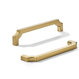 khtumeware 2-Pack 6 Inch Square Brushed Brass Cabinet Pulls, Solid Satin Brass Zinc Alloy Heavy-Duty Handles for Kitchen/Bathroo