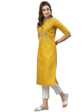 Sanisa Women'S Embroidery Ruby Slub Kurta (409K4002N-Xxl_Yellow)
