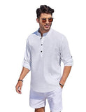 Bellstone Men'S Cotton Blend Solid Regular Dress Shirt (Kurta1500_Combo_White & Black_S
