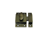 QCAA Traditional Large Oval Turn Cabinet Latch, Solid Brass, 2, for Cupboard & Other Furniture, Brushed Antique Brass, 1 Pack, M