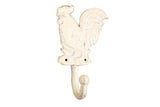Handcrafted Nautical Decor Whitewashed Cast Iron Rooster Hook 7 Iron Wall Hook Decorative Rooster
