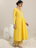 Libas Yellow Chanderi Silk Embroidered Kurta Sets For Women Yellow 2Xl