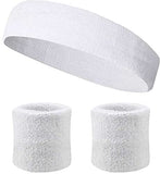 Play2Fit Sweatbands Set, Moisture Wicking 2 Wristbands And 1 Headband, Breathable Terry Cloth Athletic Bands For Basketball, Ten