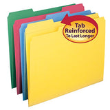 Smead File Folders, 1/3 Cut, Reinforced Top Tabs, Letter, Assorted, 12/Pack