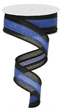 Craig Bachman 1.5 Police Support Ribbon: Black & Blue (10 Yards) Craft Floral Arrangement Gift Wrapping Wired Edge