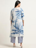 Anni Designer Women'S Cotton Blend Straight Printed Kurta With Palazzo (Rilaka Blue_M_Blue_Medium),Blue,M,Rayon Blend,Classic,