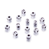 240pcs Opaque Acrylic Letter C Cube Beads White Plastic Alphabet Loose Spacer Square Beads 4-5mm for DIY Name Bracelet Necklace