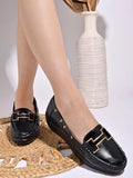 Shoetopai Women'S Black Comfort Loafers Soft Slip-On Driving Shoes With Gold Bit Detail & Cushioned Sole For Daily Eu39,Black,6,B0D14DDBG3