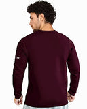Eyebogler Mens Dry Fit Round Neck Full Sleeve Casual Tshirt Wine Melange,Wine MelangeApparel,2XL