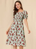Toplot Dresses For Women Knee Length With Floral Print(Dress-5107-Dot-L) Green,Green,,B0C4DKDB2J