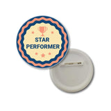 D2C Star Performer Badge 58MM Round Pin Back Button Perfect for Office, Schools, Events, and Student Recognition Awards D3 5