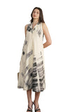 Pink Fort Women Casual Cotton Abstract ALine Dress Off White