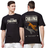 ADRO Oversize T Shirt for Men | Drop Shoulder T Shirt | Mens Oversize T-Shirt | 220 GSM Cotton Oversize Tshirt | Trendy Front and Back Printed T Shirt|OVR24-L1-CHL-BL-S Black,Black