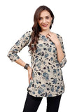 SHIENZY Women's Rayon Floral Regular Kurta Top (SHZ1456_Blue_XL)