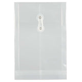 JAM PAPER Plastic Envelopes with Button & String Tie Closure 6 1/4 x 9 1/4 Clear 12/Pack