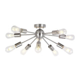 BONLICHT 10-Light Sputnik Chandelier Brushed Nickel Flush Mount Ceiling Light Modern Pendant Lighting for Kitchen Living Room Di