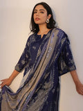 Libas Women'S Silk Blend Floral Kurta Set (400316 Blue