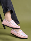 Shoetopia Upper Strip Detailed Pink Loafers For Women & Girls /Eu40,Pink,7,B0DM6CGQ9S