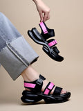 Shoetopia Smart Casual Black & Pink Sporty Sandals For Women & Girls /Eu37,Pink,4,B0F7LWKGX8