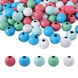 Happy Makers 170 Pieces Wood Beads, Polished Colorful Round Wooden Beads with 7M Twine, 16mm Natural Farmhouse Craft Wood Beads