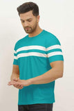Lookmark Men'S Stylish Cotton Blend Printed Striped Polo Regular Fit Tshirt (Mt04-Xxl), Sky Blue