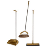 GANAZONO Broom Dustpan Scraper Set Long Handle Stand Up Broom Combo Dustpan for Home Kitchen Room Office Lobby Floor