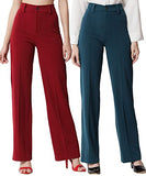 Kotty Women Regular Fit Multicolor Viscose Rayon Trousers,Berry Maroon::MidnigApparel,28