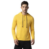 FYLTR Men's Casual Hoodie T-Shirt - Contrast Drawstring | Metal Button Accents | Casual Winterwear for Men Mellow Yellow,Mellow Yellow