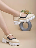 Shoetopia Round Toe Cream Mary Janes Bellies For Women & Girls /Eu41,Beige,8,B0DK7B2Z58